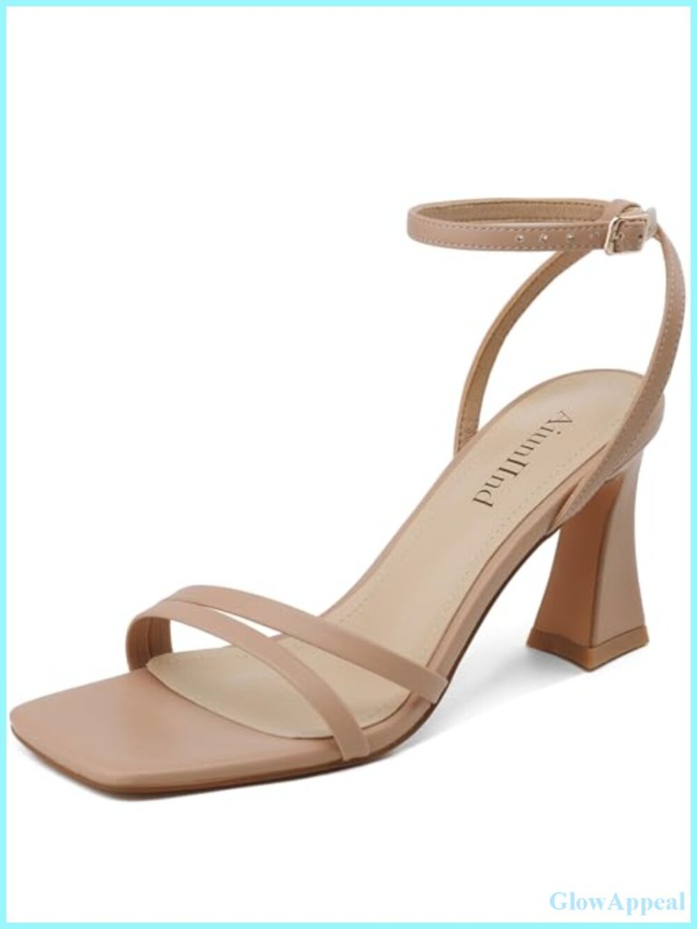 3.15" Chunky Heel Faux Leather Strappy Sandals Square Open Toe Ankle Strap